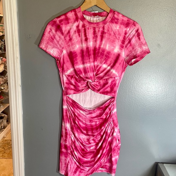 SOLD Superdown Maureen Jersey Pink Tie Dye Fashion Blog Fave Cut Out Bodycon - Picture 8 of 8